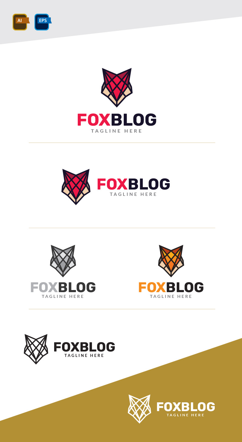 Modello di progettazione del logo del blog della volpe - Caratteristiche Immagine 1