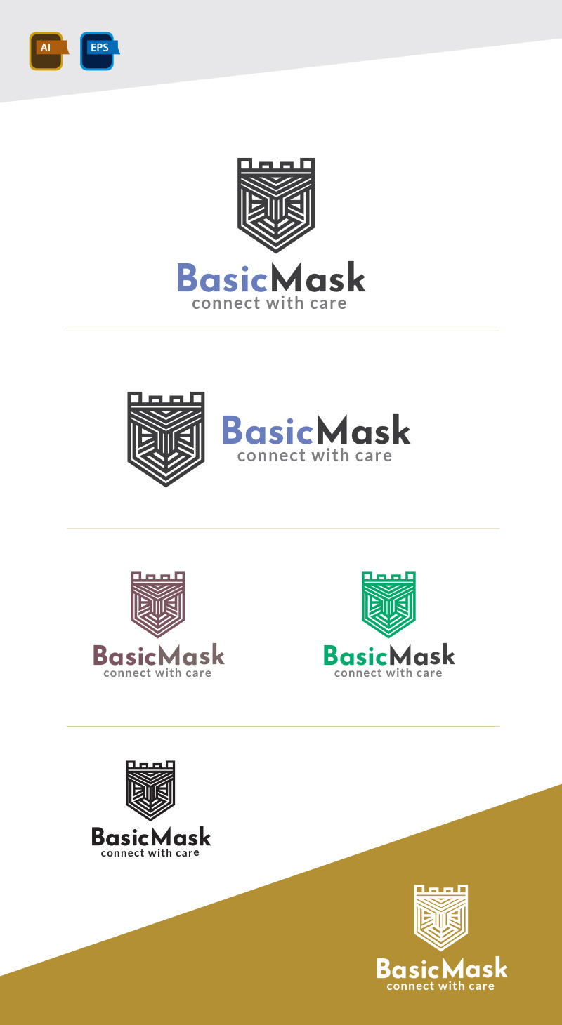 Modelo básico de design de logotipo de máscara - Features Image 1