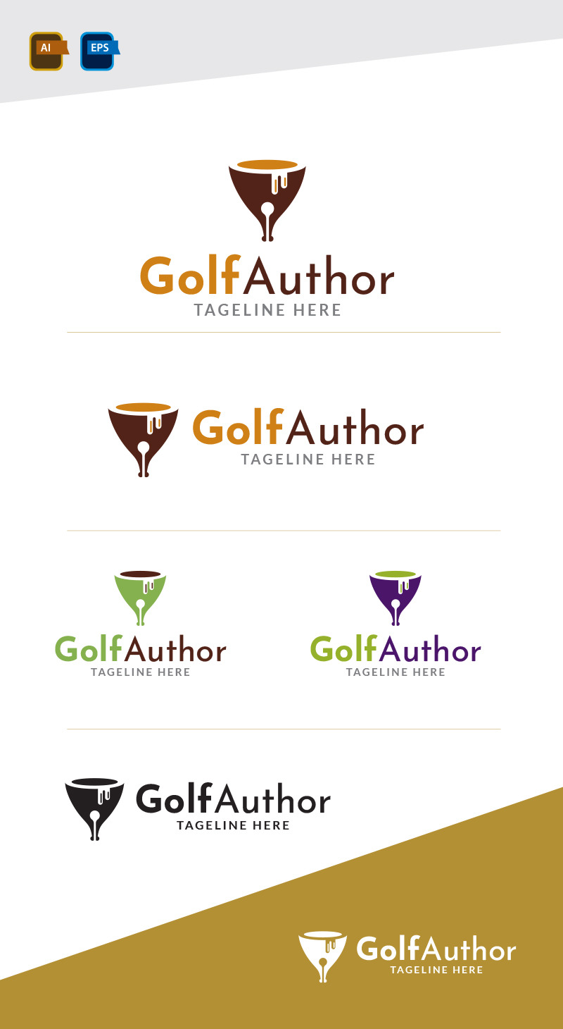 Modello di progettazione del logo dell'autore di golf - Caratteristiche Immagine 1