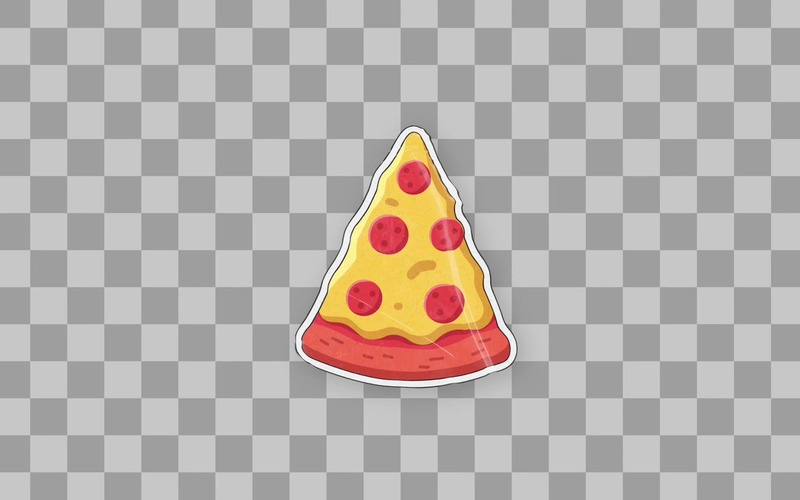 Aufkleber mit wackelnder Pizzascheibe - Eigenschaften Bild 1