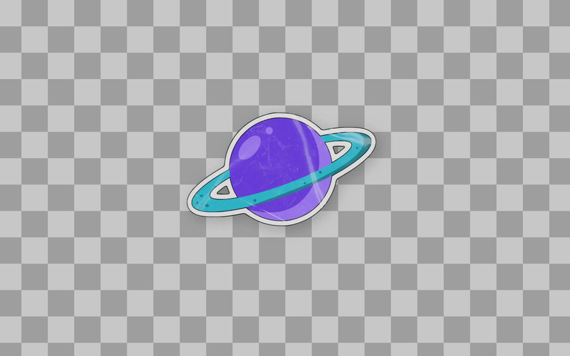 Pegatina brillante de planeta con anillo morado - Características Imagen 1