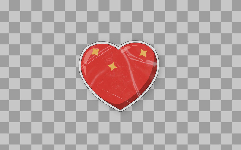 Adesivo a forma di cuore rosso lucido - Caratteristiche Immagine 1