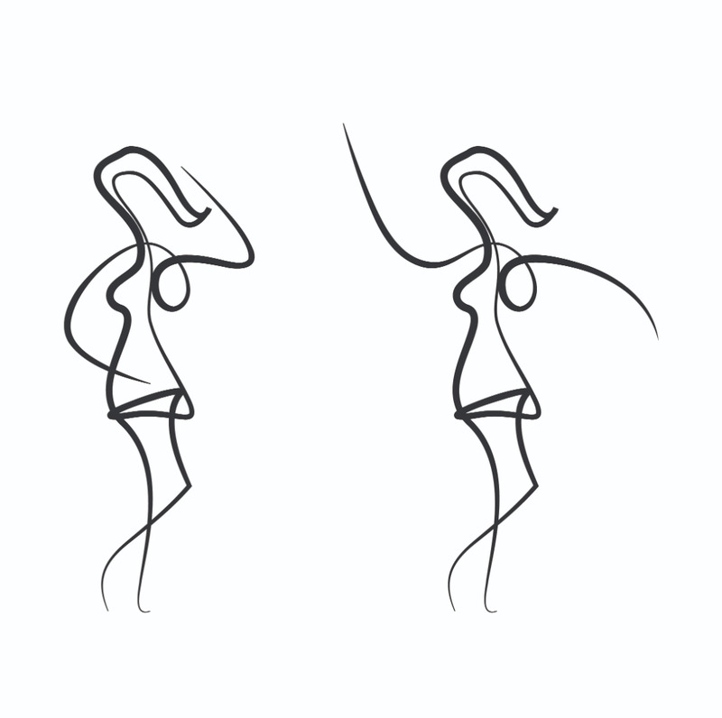 Una Ragazza In Diverse Pose, Line Art - Caratteristiche Immagine 1