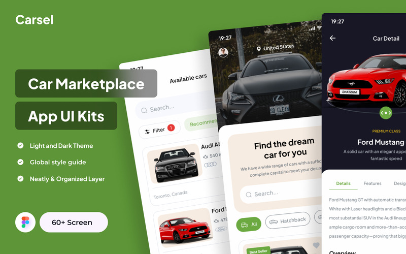 Carsel - Car Marketplace App UI Kit - Features Image 1