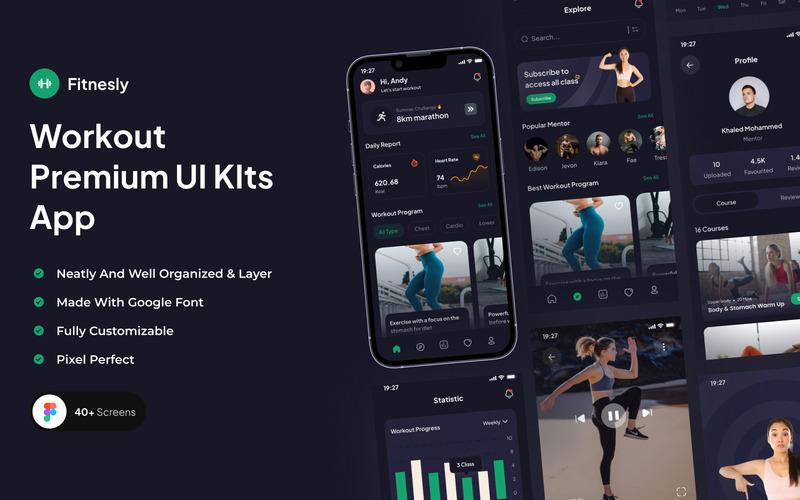 Fitnesly - Workout Premium UI KIts-app - Features Image 1
