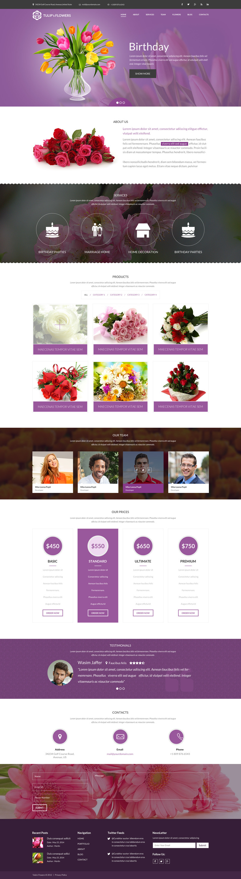 One Page Flower PSD Website Template - TemplateMonster