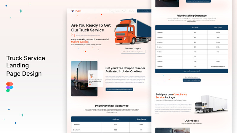 Truck Service Landing Page Design - Features Image 1