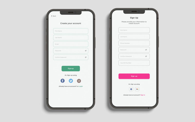 Signup User Interface Elements for Any Design. Flat Design Colored UI kit Collection - Features Image 1