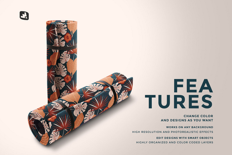 Rolled Up Yoga Mat Set Mockup - Features Image 8