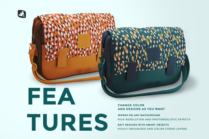 Mockup di borsa a tracolla in pelle - Caratteristiche Immagine 7
