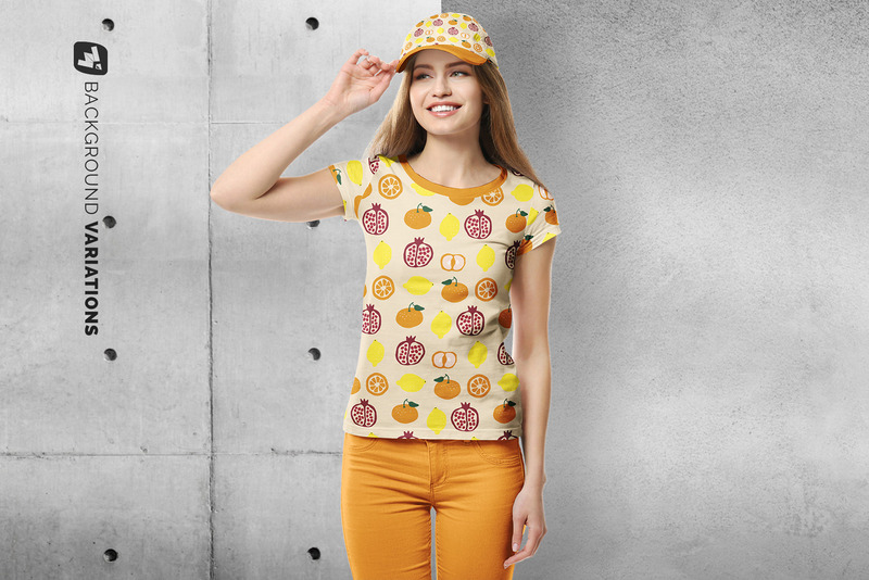 T-shirt damski z czapką makieta - Obraz funkcji 6