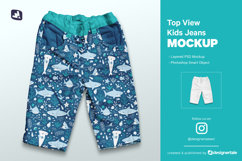 Mockup di jeans per bambini vista dall'alto - Caratteristiche Immagine 1