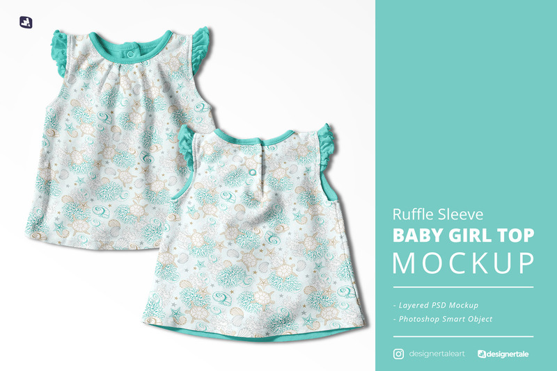 Ruffle Sleeve Baby Girl Top Mockup 258370 TemplateMonster