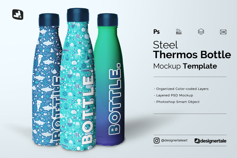 Steel Thermos Bottle Mockup - Features Image 1