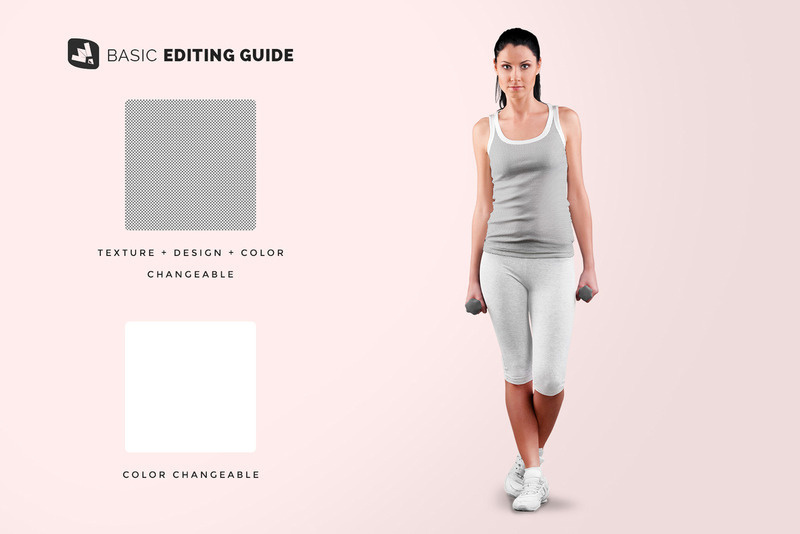 Female Sleeveless Gym Outfit Mockup - Features Image 8