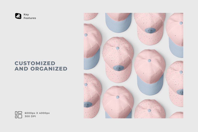 Snapback Baseball Cap Set Mockup - Features Image 6