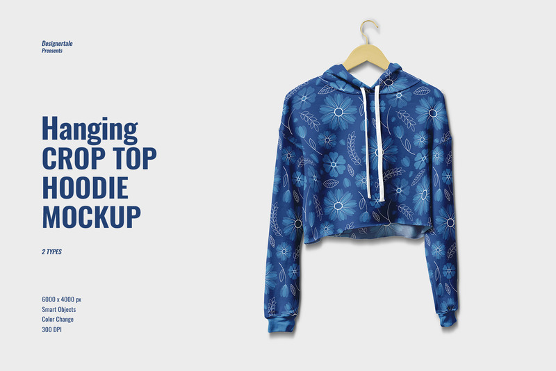 Hängende Crop Top Hoodie Mockup - Eigenschaften Bild 1