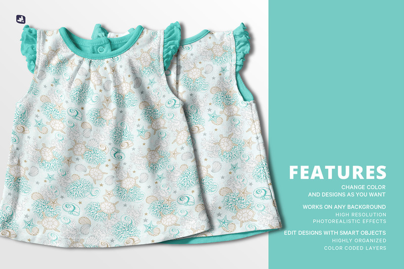 Ruffle Sleeve Baby Girl Top Mockup 258370 TemplateMonster