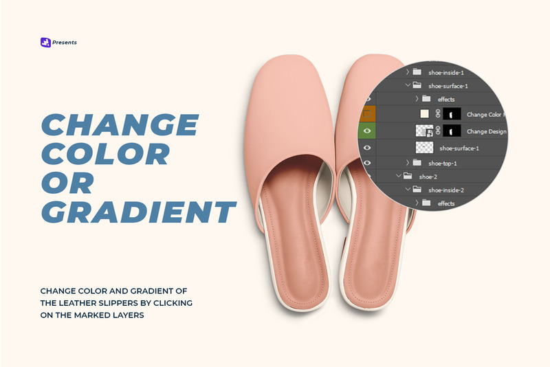 Female Leather Slippers Mockup - Features Image 3