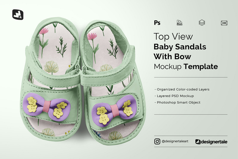 Мокап детских сандалий Topview с бантом - Features Image 1