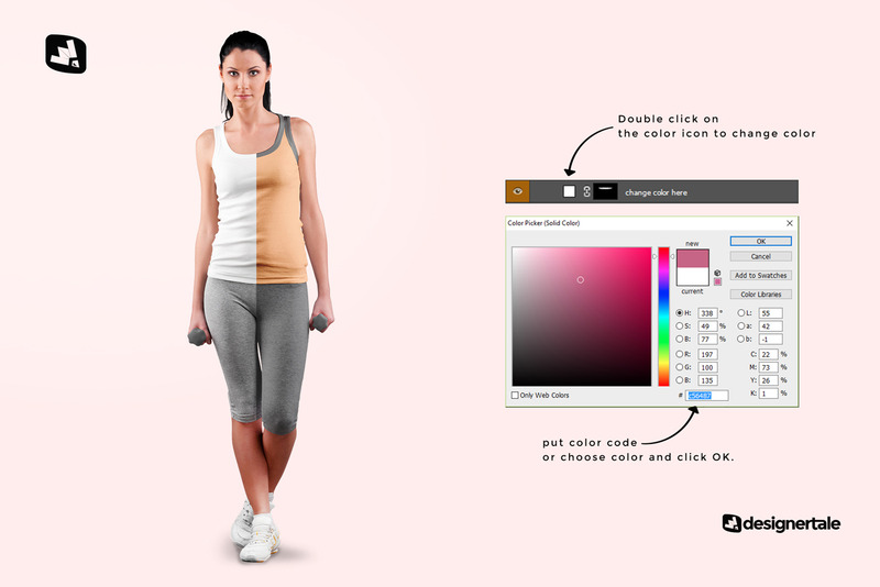 Female Sleeveless Gym Outfit Mockup - Features Image 3