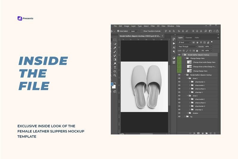 Female Leather Slippers Mockup - Features Image 5