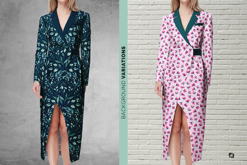 Mockup di cappotto lungo avvolgente femminile - Caratteristiche Immagine 3