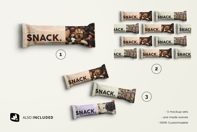 Organic Snack Bar Packaging Mockup - Features Image 3
