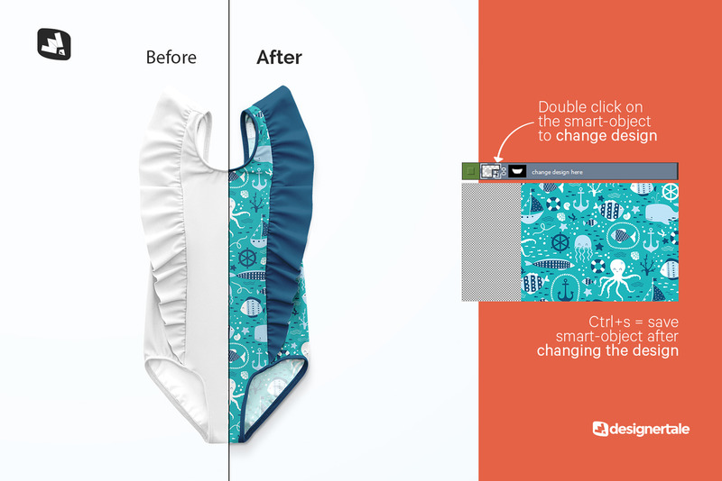 Baby Girl’s Ruffled Swimsuit Mockup - Features Image 2