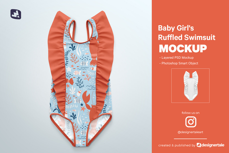 Baby Girl’s Ruffled Swimsuit Mockup - Features Image 1