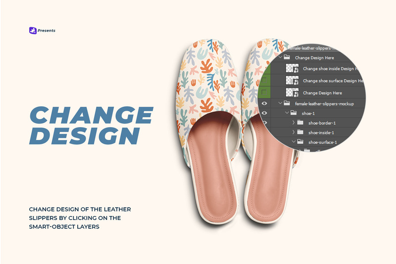 Female Leather Slippers Mockup - Features Image 2