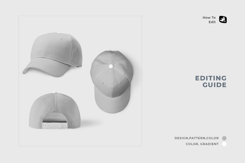 Snapback Baseball Cap Set Mockup - Features Image 7