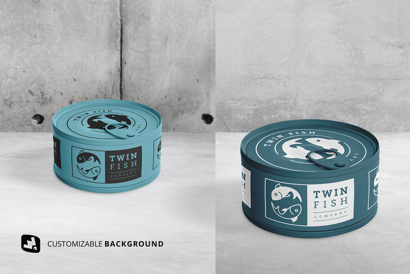 Mockup di imballaggio alimentare in lattina circolare - Caratteristiche Immagine 5