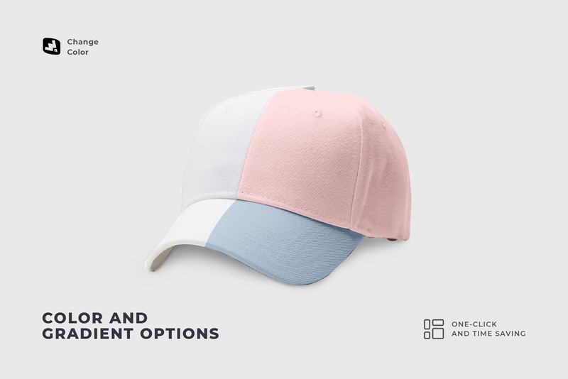 Snapback Baseball Cap Set Mockup - Features Image 2
