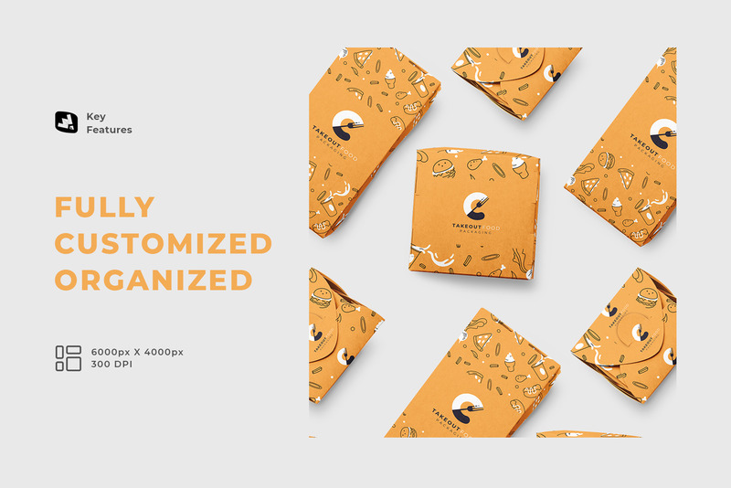 Takeout Food Packaging Set Mockup - Features Image 3