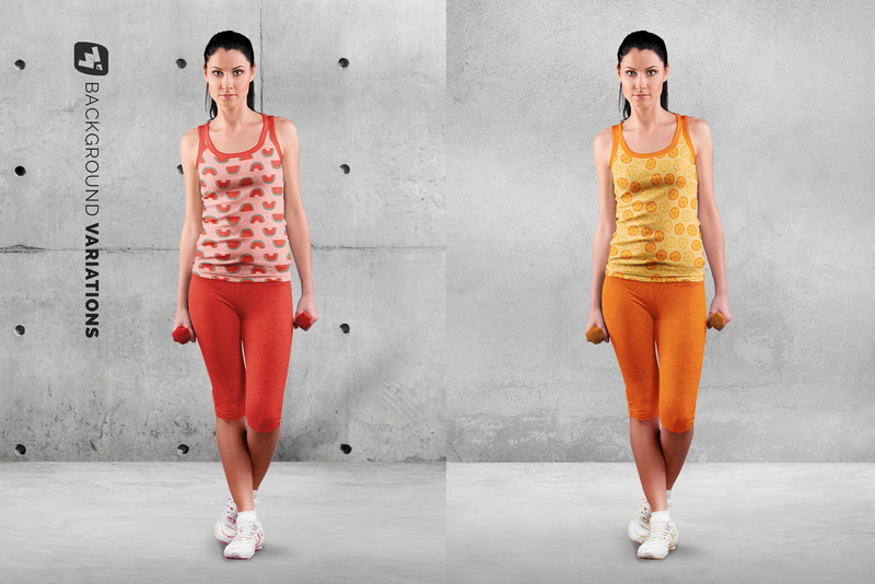 Female Sleeveless Gym Outfit Mockup - Features Image 5
