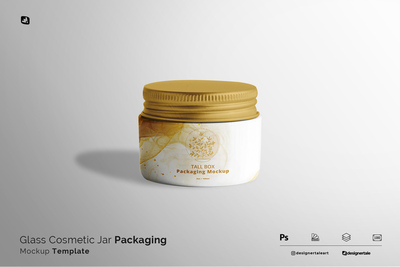 Mockup di imballaggio in barattolo cosmetico in vetro - Caratteristiche Immagine 1