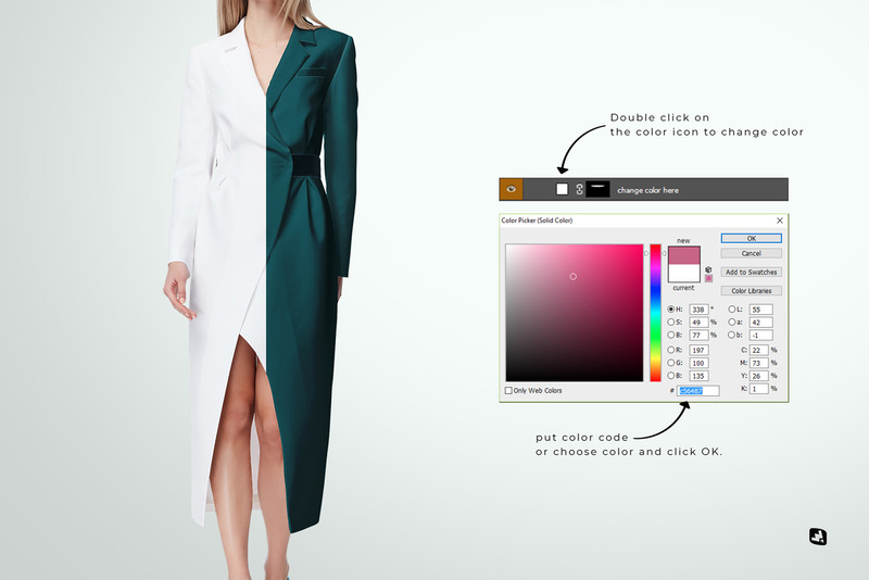 Mockup di cappotto lungo avvolgente femminile - Caratteristiche Immagine 2