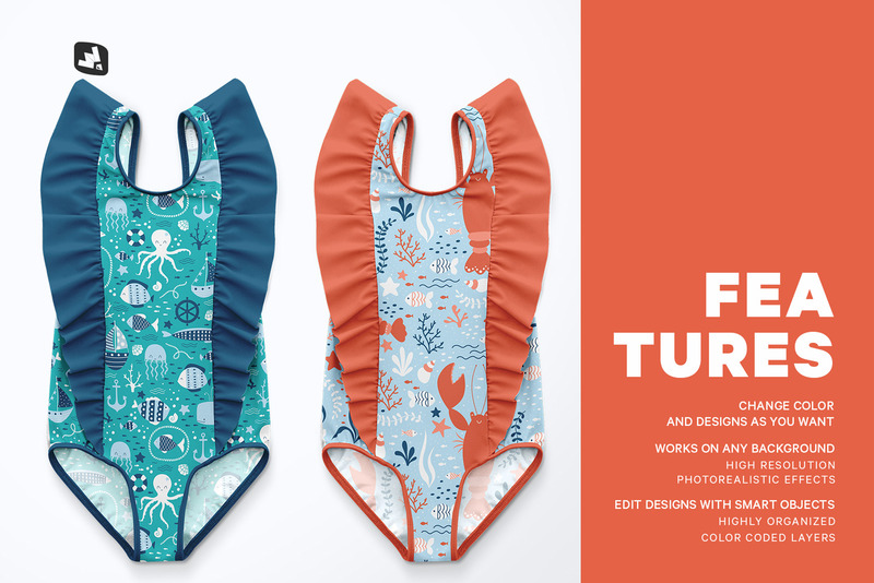 Baby Girl’s Ruffled Swimsuit Mockup - Features Image 7