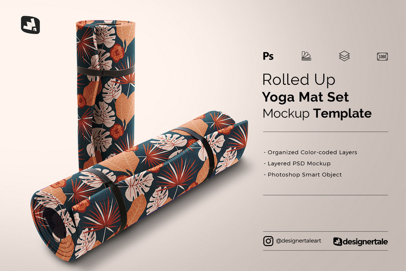 Rolled Up Yoga Mat Set Mockup - Features Image 1