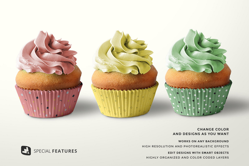 Mockup di involucro per cupcake con vista frontale - Caratteristiche Immagine 6