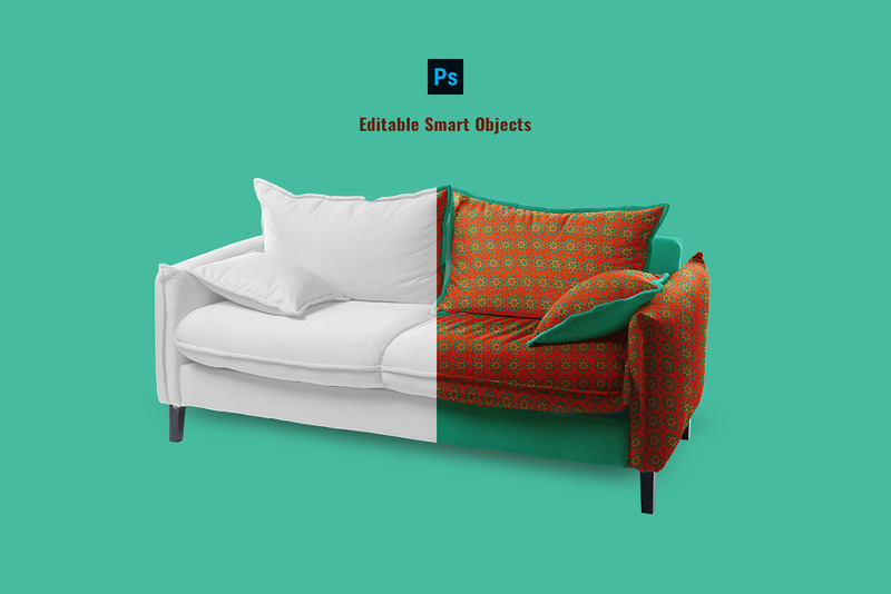 Trendy Couch With Pillow Mockup - Features Image 2