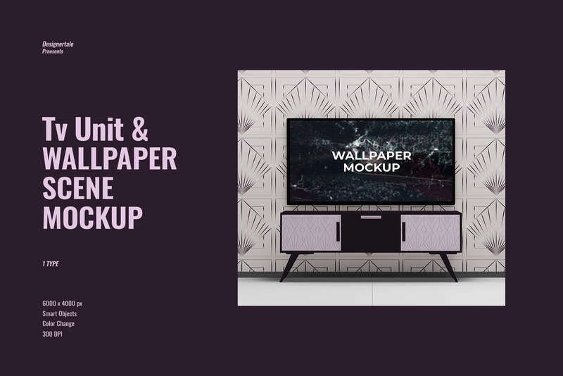 Tv Unit & Wallpaper Scene Mockup - Features Image 1