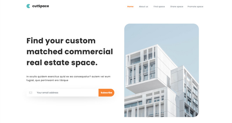 cutSpace – Znajdź przestrzeń komercyjną. Strona docelowa na Bootstrap-5 - Obraz funkcji 1