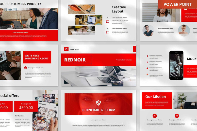 Rednoir Multipurpose PowerPoint Presentation - Features Image 1