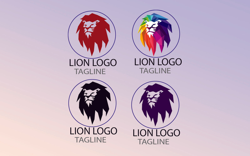 Modelo de logotipo de leão 4 cores que você pode editar todas as cores - Features Image 1