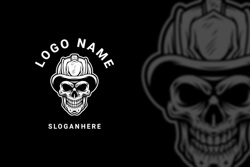 Création de logo graphique monochrome Fire Fighter Skull - Caractéristiques de l’image 1