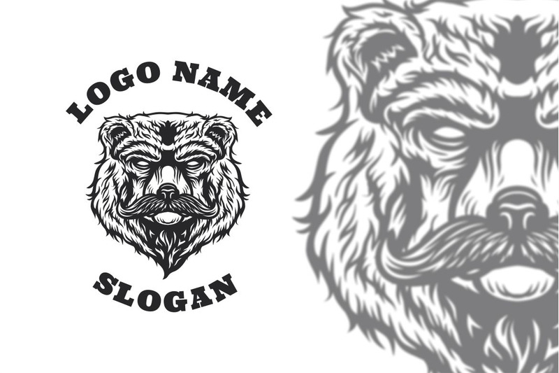 Design gráfico de logotipo de bigode de urso - Features Image 1