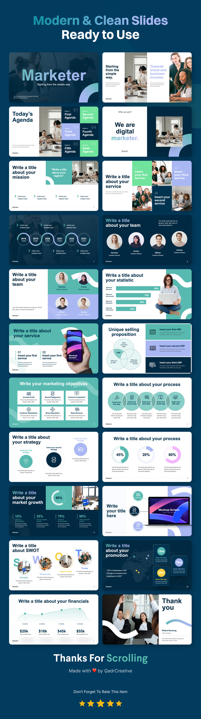 Marketer - Business Marketing PowerPoint Presentation Template - Features Image 1