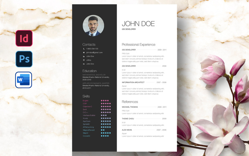 John Doe | iOS 开发人员 | 简历。专业人士简历 - Features Image 1